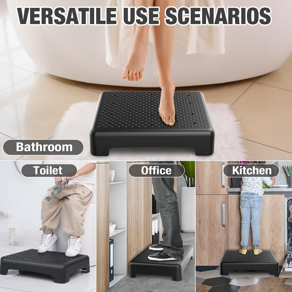 HBTower Step Stool, Mobility Step Stool for Adults & Seniors, Non-Slip Step Platform Indoor and Outdoor, Portable Step Riser, Safety Step for Car, Bedside, Office, Shower, Stairs(Black)