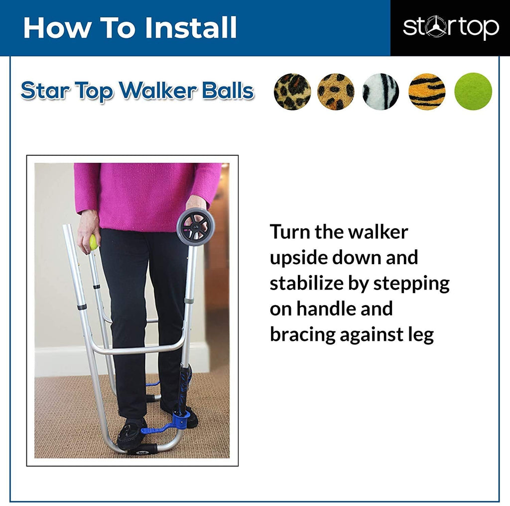 STARTOP Deluxe Pre Cut Walker Tennis Ball Glides - Walkers Legs Universal Precut Glide Balls, Accessories Gifts for Elderly Seniors or Medical Rehab (Leopard)