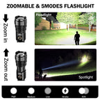 Flashlights High Lumens Rechargeable, 100,000LM LED Super Bright Flash Light, Zoomable Linternas with LCD Digital Display, 5 Mode, Waterproof, Powerful Tactical Flashlight for Emergencies Camping Gift