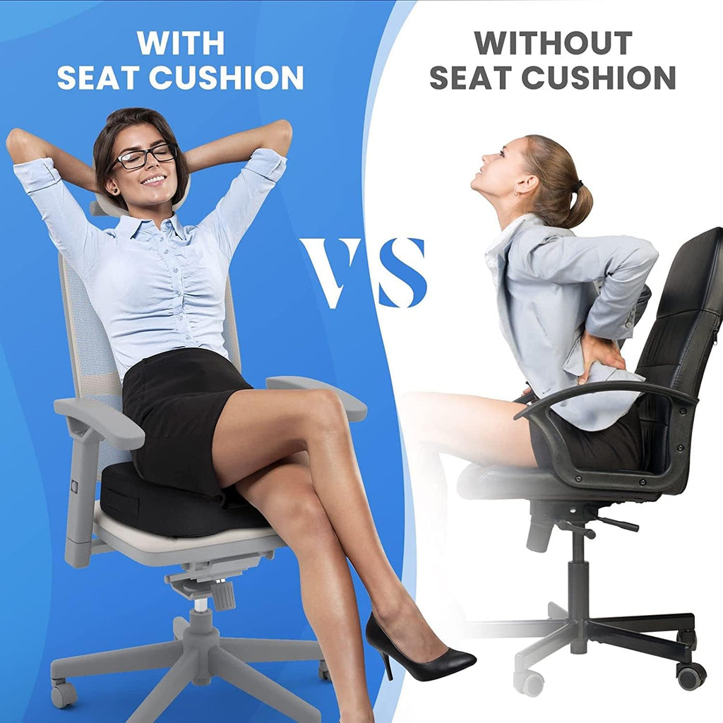 TushGuard Seat Cushion for Office Chair Memory Foam Non-Slip Cushion Back, Relief Chair Pad, Butt Pillow for Office, Car, Computer Desk, Black, X-Large