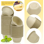 LeonBach 200 Pack 2oz Natural Sugarcane Paper Bowls, Compostable Paper Condiment Snack Sample Tasting Serving Cups Biodegradable Food Containers Small Dipping Cup