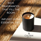 Calyan Wax Soy Wax Candle, Cedar & Tobacco Scented Candle for The Home | Premium Candle with Essential Oils | 10.2 oz 50 Hour Burn Time | Soy Candle in Matte Black Jar | Gift for Men