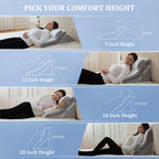 Flyxunfri Bed Wedge Pillow for Sleeping Orthopedic Wedge Pillows Set 9&12&16&20 Inches Adjustable Memory Foam Reading Pillow for Acid Reflux Relief Ergonomic Incline for Back Pain