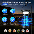 Solar Bug Zapper Outdoor, 4200V Effective Mosquito Zapper, Rechargeable Cordless Bug Zapper Outdoor with 4000mAh Battery, Portable Electric Fly Zapper for Patio, Porch, Garden, Kitchen