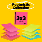 Post-it Pop-up Notes, 3x3 in, 12 Pads, America's #1 Favorite Sticky Notes, Poptimistic, Bright Colors, Clean Removal, Recyclable