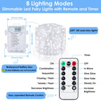 Mlambert 3 Pack 33FT Fairy Lights Battery Operated with Remote and Timer, Dimmable Waterproof 8 Modes Lights for Classroom Christmas Party-Cool White