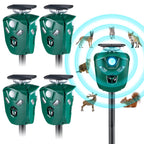 Ultrasonic Animal Repellers Outdoor Waterproof Solar Deterrent Devices Green Ultrasonic Deer Repellents with Motion Sensor Flashing Light for Garden Yard Farm House Drive Coyote Raccoon Skunk (4 Pack)