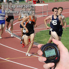 PULIVIA Sports Stopwatch Timer 10 Lap Split Memory Digital Stopwatch, Countdown Timer Pace Mode 12/24 Hour Clock Calendar with Alarm, 3 Rows Display Large Screen Water Resistant Battery Included