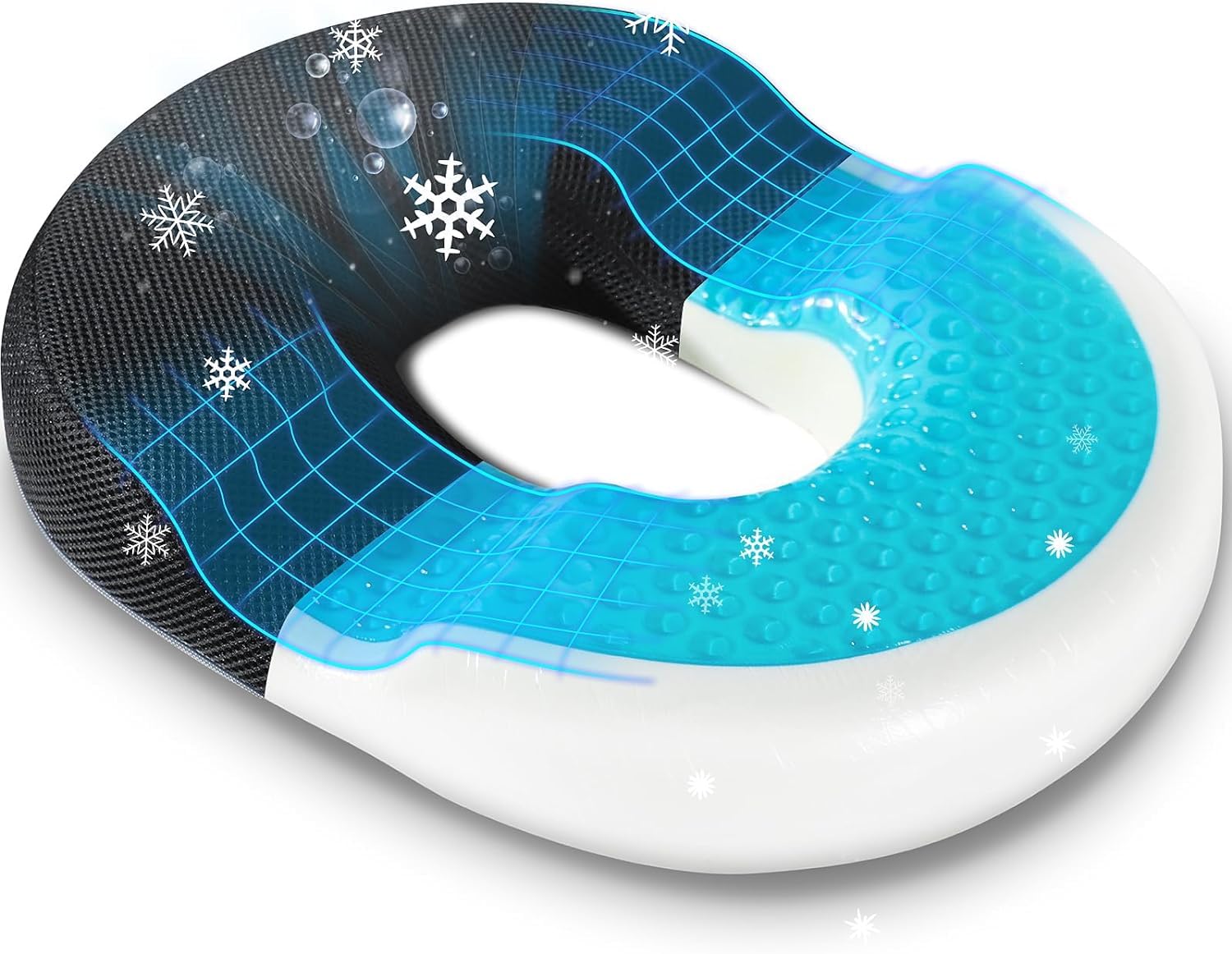 Lumbar Support Pillow for Office Chair Car, Gaming Chair Lower Back Pain Relief Memory Foam Cushion with 3D Mesh Cover Ergonomic Orthopedic Back Rest Cooling Gel Donut Pillow