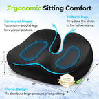 AUVON Multi-Layer Gel Cushion for Ideal Support & Softness, Cooling Memory Foam Cushion for Hemorrhoid, Sciatica & Tailbone Pain Relief, Anti-Slip Back Seat Pillow, FSA HSA Eligible