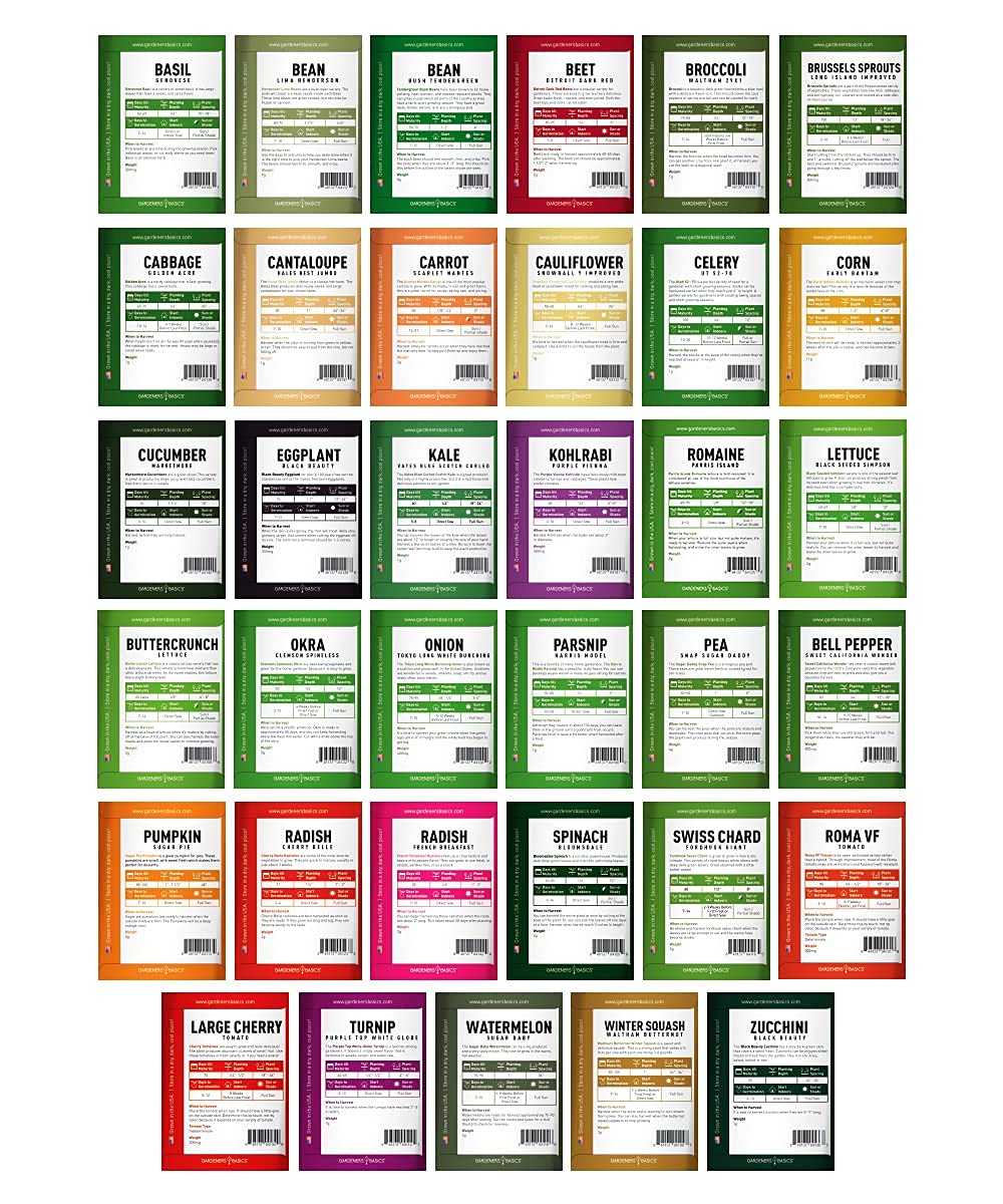 Survival Vegetable Seeds Garden Kit Over 16,000 Seeds Non-GMO and Heirloom, Great for Emergency Bugout Survival Gear 35 Varieties Seeds for Planting Vegetables 35 Plant Markers Gardeners Basics