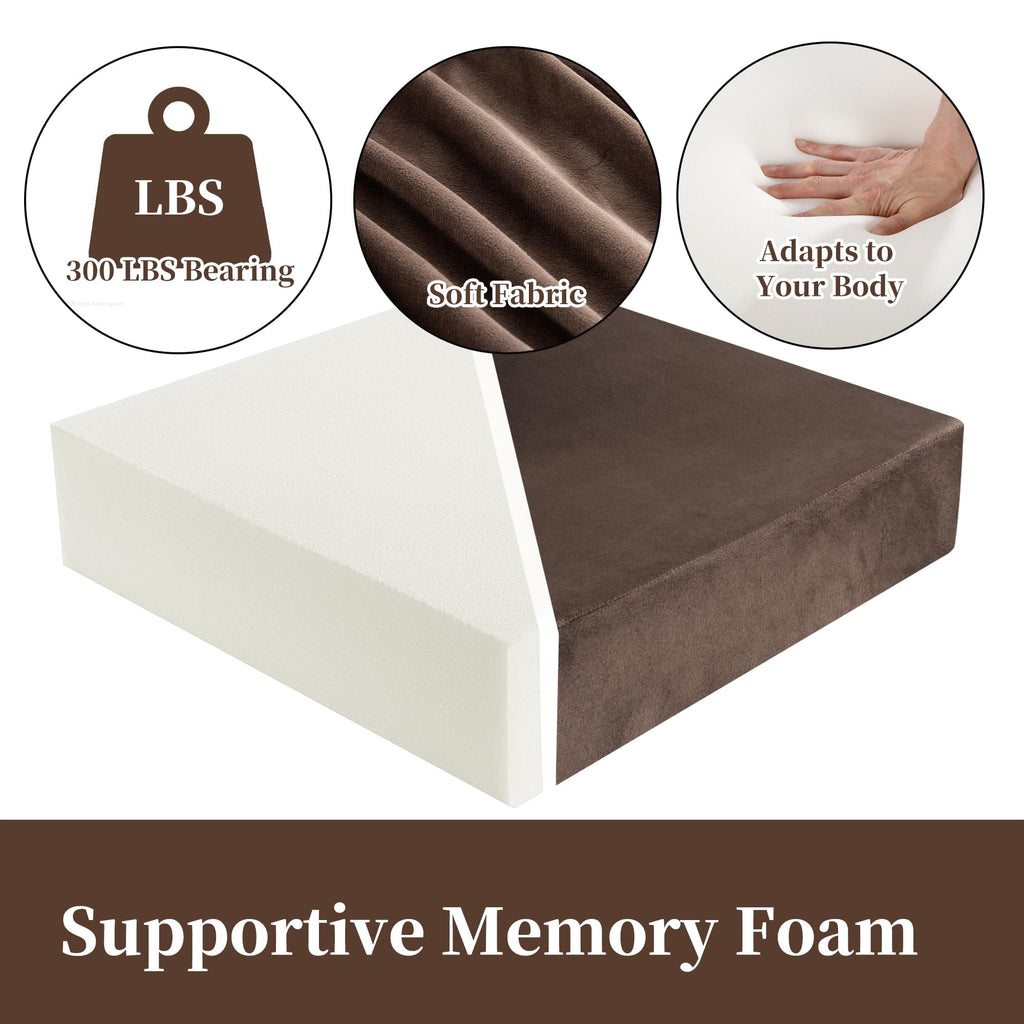 HOMBYS Memory Foam Recliner Cushion for Elderly, 4" Thickness Seat Cushion with Lumbar Support Pillow, Non-Slip & Supportive Chair Seat Cushion with Backrest, (Brown,13" Backrest)