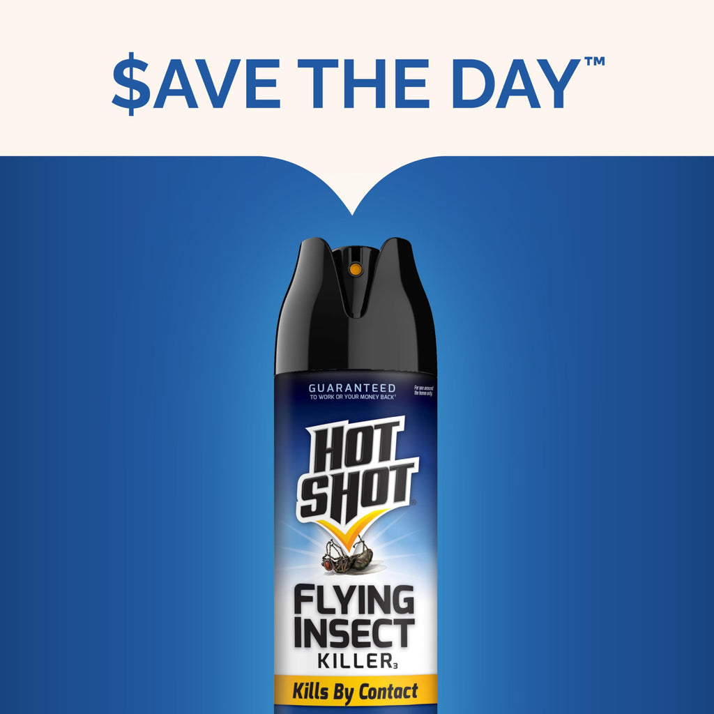 Hot Shot Flying Insect Killer, 15 Ounces, Aerosol Kills Houseflies, Mosquitoes and Flying Insects Indoors and Outdoors, Clean Fresh Scent, 3 Pack