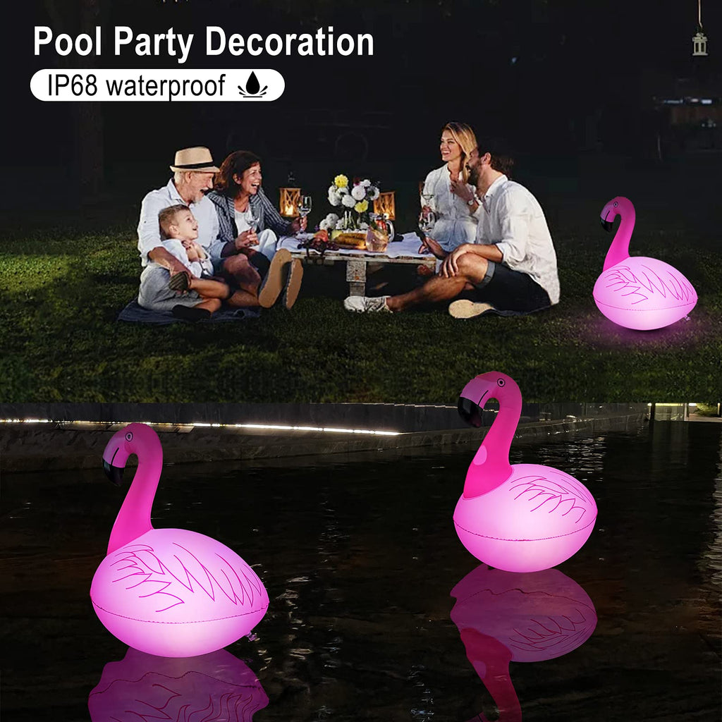 Cootway Flamingo Floating Pool Lights, Waterproof Inflatable Solar Pool Lights for Swimming Pool, Outdoor LED Glow Floating Light for Beach, Garden Backyard, Patio Lawn, Hot tub Decor (1 Piece)
