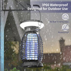 Solar Bug Zapper Outdoor,Mosquito Zapper with LED Light | 4000mAh | IP66 Waterproof | 2200V High Voltage Grid,Fly Zapper,Electric Fly Traps,Mosquito Killer Bug Zapper for Home, Patio, Lawn & Garden