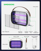 Buzbug LED Bug Zapper Indoor Outdoor, Rechargeable 5200mAh, Dual Band Attraction, 50000H Long-Life LED Bulbs, Portable Mosquito Zapper, Fly Trap Mosquito Trap, Fly Killer Fly Zapper – MA015C