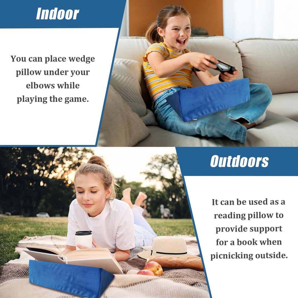 Small Wedge Pillow, Wedge Pillow for Bed Sores, Positioning Pillow, Positioning Wedge, Mini Pillow for Laptop and Yoga, Small Foam Wedge for Chair (1 Unit, Blue)