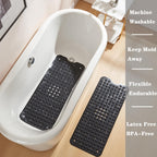YANZIFLY Bathtub Mat for Shower: Soft Silicone 16X40 Inch Bath Mat Non Slip with Suction Cups Tub Mat for Bathroom for Kids Elderly Extra Large Shower matt Machine Washable - Black