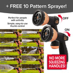 Pocket Hose Copper Bullet Expandable Garden Hose 25 FT w/10 Pattern Thumb Spray Nozzle AS-SEEN-ON-TV 650psi 3/4 in Patented Lead-Free Ultra-Lightweight Solid Copper Anodized Aluminum Fittings No-Kink