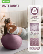 Trideer Yoga Ball - Exercise Ball for Workout pilates Stability - Anti-Burst and Slip Resistant for physical therapy, Birthing, Stretching & Core Workout, Office Ball Chair, Flexible Seating, Home Gym