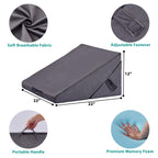 Bedluxe Wedge Pillow for Sleeping, Adjustable 9&12 Inch Foldable Bed Wedge Pillow Set, Orthopedic Memory Foam Triangle Pillows Wedge, 7-in-1 Elevated Pillows for Leg and Back Support, Velvet