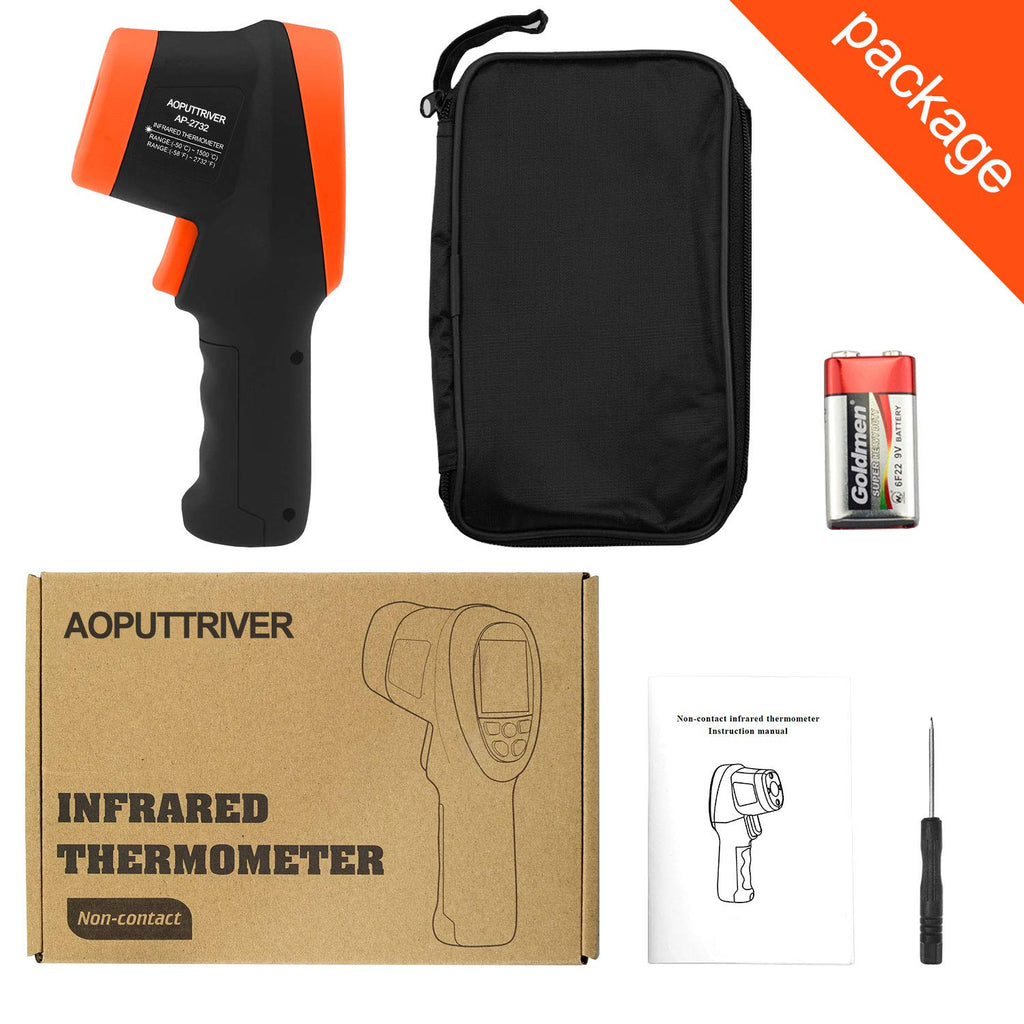 Infrared Thermometer High Temp Thermometer Pyrometer -58℉~2732℉ (-50℃ to 1500℃), 30:1 Distance Spot Ratio, Non-Contact Dual Laser Thermometer for Industry Forge【NOT for Human】-AP-2732(Orange)