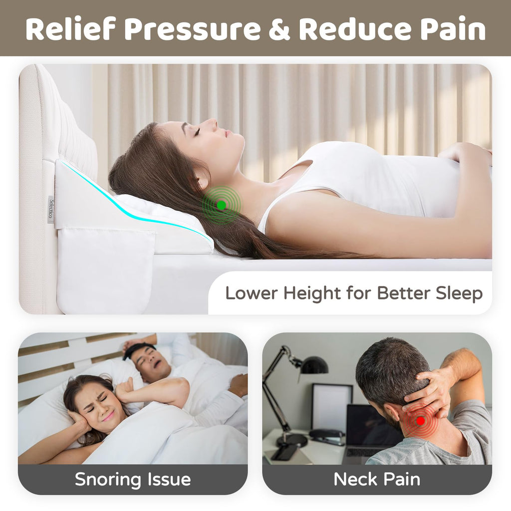 Selectico King Size Bed Wedge Pillow for Headboard, Mattress Wedge Gap Filler for Better Sleep Height, Triangle Pillow Wedge Filling 0-5" Headboard Gap, Wedge Pillow for King Bed Headboard(76"x10"x6")