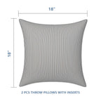 LVTXIII Outdoor/Indoor Throw Pillows, Decorative Patio Accent Pillows, Fluffy Water Repellent Garden Cushions for Home Patio Coach Sofa Use, 18×18 Inch, Pack of 2, Strip Grey