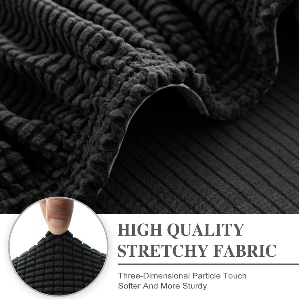 LA MEACK Couch Cushion Covers Seat Cushion Cover Stretch Couch Cover Separate Sectional Sofa Slipcovers Furniture Protector(3 Pieces for Seat or Sofa Backrest, Black)
