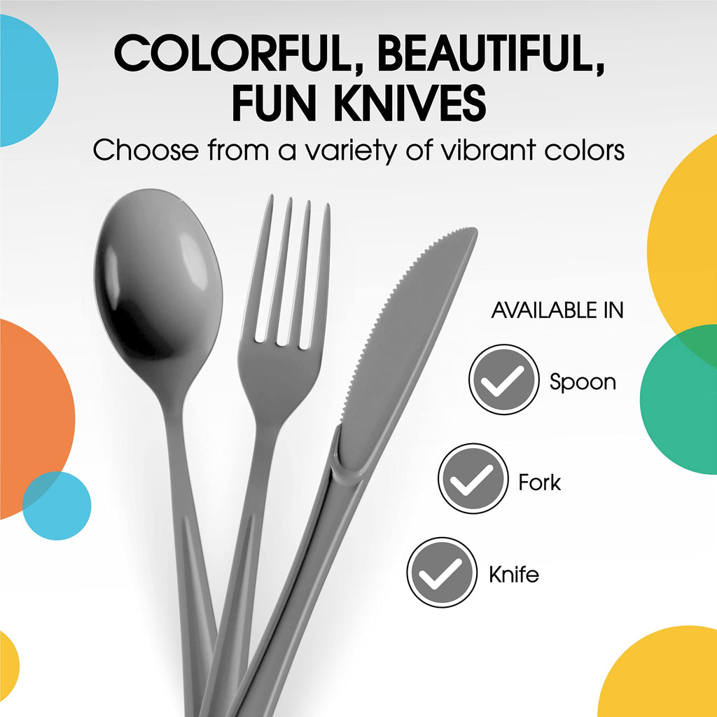 Disposable Silver Plastic Forks 100 Pcs - Heavy Duty Silver Plastic Disposable Cutlery - Silver Disposable Flatware, Silver Plastic Silverware, Plastic Forks Silver Exquisite