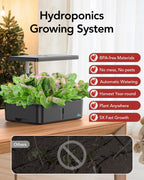 iDOO Hydroponics Growing System Kit 15Pods, Christmas Gifts for Women Mom, Herb Garden Indoor with LED Grow Light for Home School, Built-in Fan, Auto-Timer, Adjustable Height Up to 11.3", 15Pods-Black