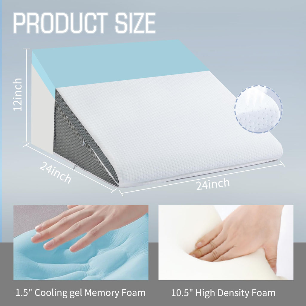 Ziiyllean Bed Wedge Pillow for Sleeping, 10-in-1 Adjustable Memory Foam Wedge Pillow for Acid Reflux, 2-in-1 Incline Wedge Pillows for After Surgery, Snoring, Back Pain Pillow Wedge