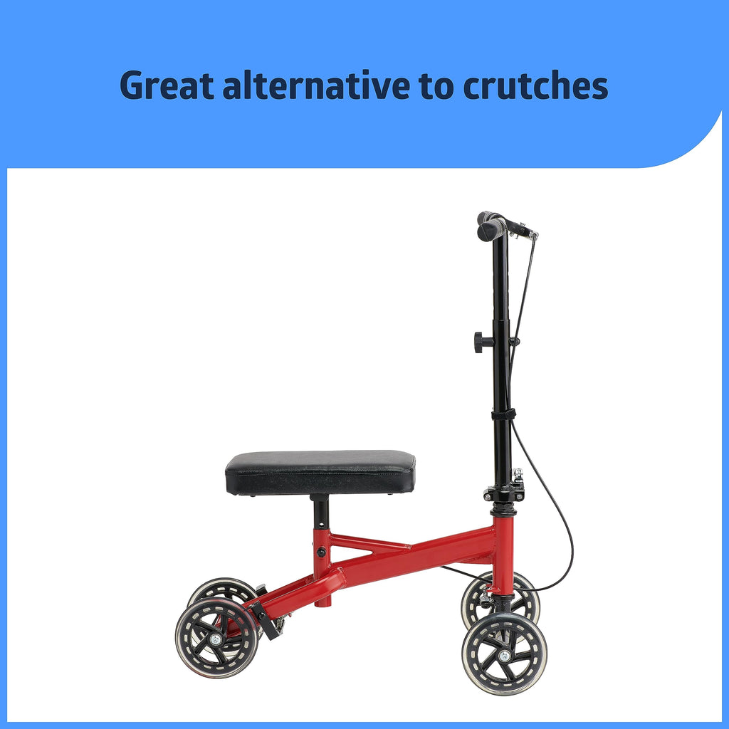 Medline Four-Wheel Junior Knee Walker with Brake– Maneuverable, Comfortable, Crutch Alternative for Moderate Weight Support, Injury & Recovery