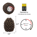 Eldnacele LED Pine Cone Candles, Battery Operated Flameless Candles with Timer Unscented Wax Pinecone Candles Brown 2 Pack for Christmas Home Party Decoration
