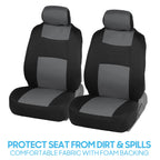 BDK PolyPro Car Seat Covers Full Set in Gray on Black, Front and Rear Split Bench Seat Covers for Cars, Easy to Install Car Seats Cover Set and Accessories for Auto Trucks Van SUV - Gray