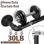 Curtain Rods for Windows 48 to 84, 1 Inch Industrial Wrap Around Black Curtain Rod, Indoor/Outdoor Room Divider Adjustable Drapery Pole, 48"-86"