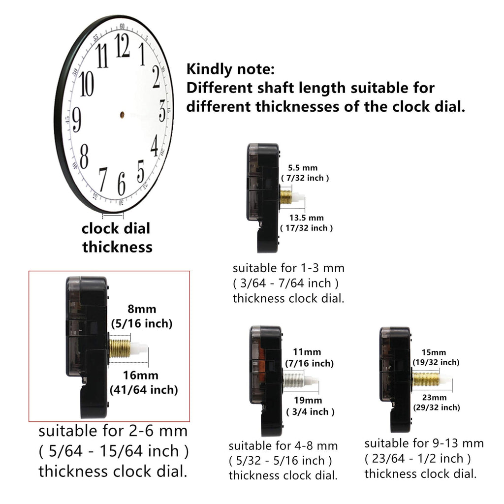 TIKROUND Youngtown 12888 Quartz DIY Wall Clock Movement Mechanism DIY Repair Parts Replacement Fit Dials up to 40 cm（15.7 Inches ） in Diameter.