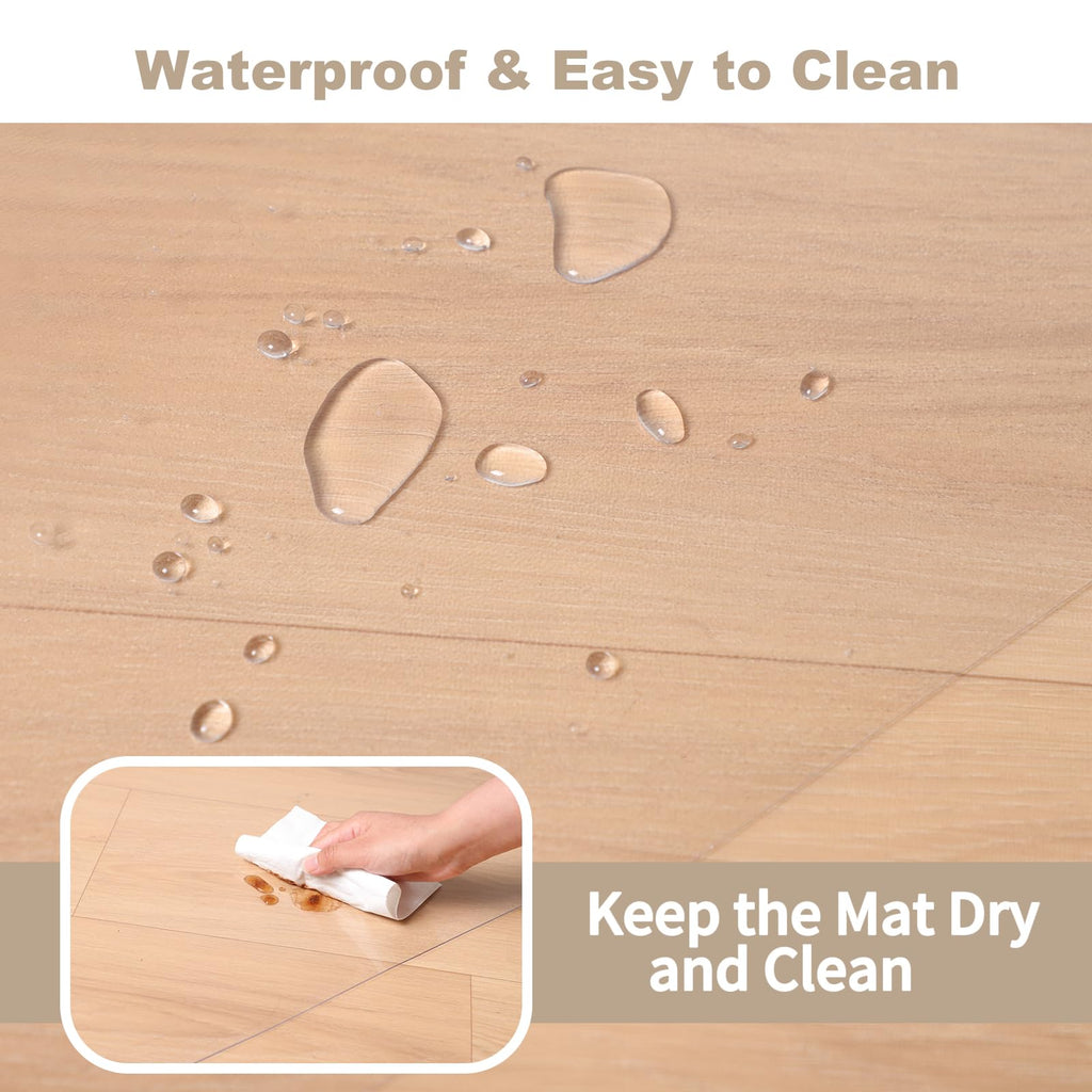[Thickened to 2.0mm] 50"x 60"Computer Chair Mat for Hardwood, PVC Office Mat for Hardwood Floor, Anti-Slip Rolling Chair Floor Protector, Floor Cover for Rolling Desk Chair, Gaming Chair, Office Chair