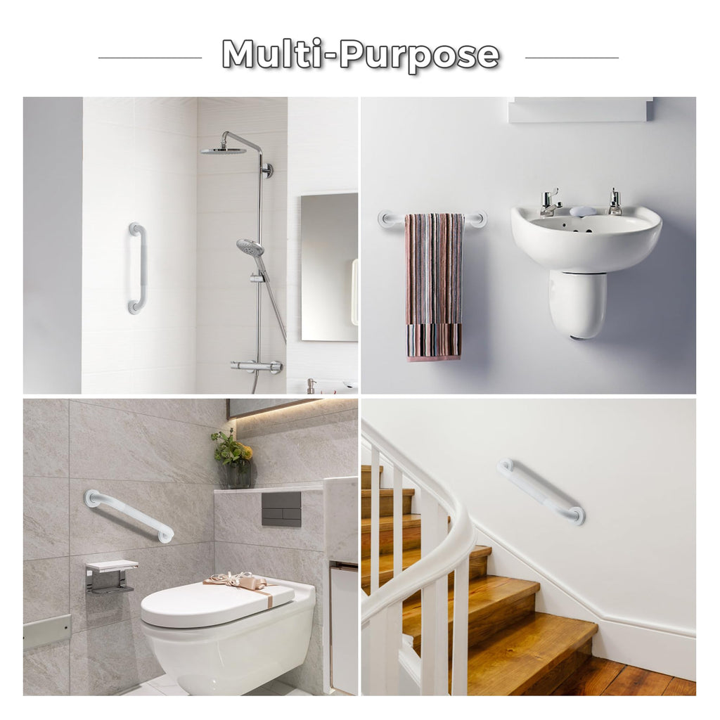Grab Bars for Shower, 2 Pack 16-Inch Anti Slip Shower Handles for Elderly, Safety Shower Grab Bar, Stainless Steel Handicap Grab Bars for Bathroom (White 1" Diameter)