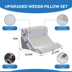 Ahpmeoa 3PCS Wedge Pillow Set for After Surgery, Back Pillow for Bed Sitting up, 6-in-1 Foam Wedge Pillow for Acid Reflux & Back Pain Relief, Post Surgery Pillow for GERD & Snoring, White