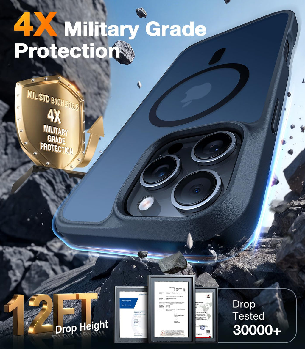 TORRAS Magnetic & Shockproof for iPhone 16 Pro Max Case, 4X Military Grade Protection, Fit for MagSafe, Translucent Slim Case for iPhone 16 Pro Max Anti-Fingerprint Anti-Scratch 6.9", Black Titanium