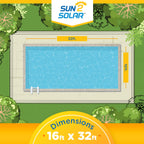 Sun2Solar Blue 16 ft x 32 ft Rectangle Solar Cover | 1200 Series | Heat Retaining Blanket for Rectangular Inground & Above Ground Swimming Pools | Use Sun to Heat Pool | Bubble Heating Blankets