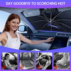 2026 Windshield Sun Shade Umbrella, Foldable Car Sunshade for Mid-Size Sedan, 360 Rotating Automotive Interior Sun Protection for 99% Heat UV Blocking, Auto Heat Shield Accessories(Medium)