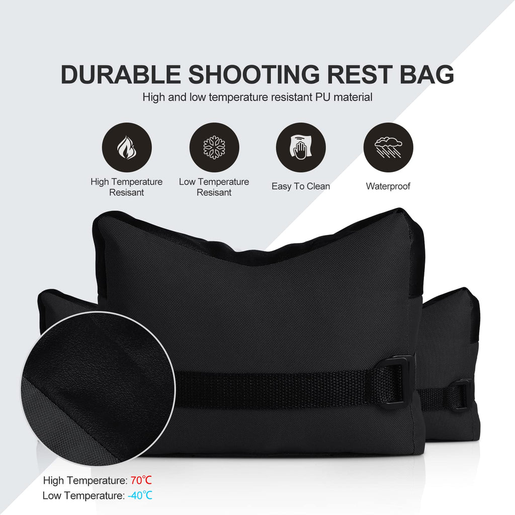 Outdoor Shooting Rest Bags - Target Sports Bench Rest with Front & Rear Support SandBag Stand Holders for Gun Rifle Shooting Hunting Photography - Black