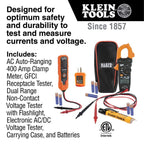 Klein Tools IR5 Dual Laser 12:1 Infrared Thermometer Digital Backlit & CL120VP Electrical Voltage Test Kit with Clamp Meter, Three Testers, Test Leads, Pouch and Batteries