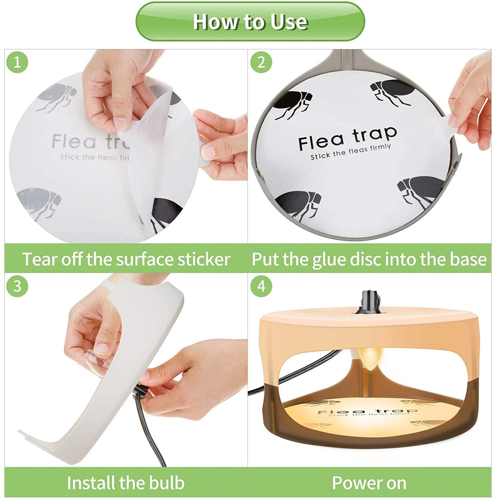 Protecker Flea Traps for Inside Your Home,2023 Upgraded Electronic Flea Trap,Flea Traps for Inside Your Home with Light,Flea with Refills and Sticky Pads,Flea Bombs for Home(2 Pack)