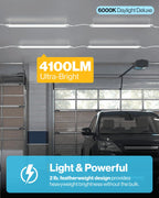 Sunco 12 Pack LED White Hanging Workshop Garage Shop Light 4FT, Plug in Linkable Utility Fixture, 6000K Daylight Deluxe, 40W=260W, 4100 LM, Integrated T8, Pull Chain - ETL