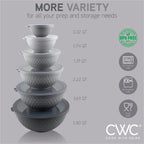 COOK WITH COLOR Mixing Bowls with Lids - 12 Piece Plastic Nesting Bowls Set includes 6 Prep Bowls and 6 Lids, Non Slip Bottom and Embossed Design - Microwave Safe (Grey)