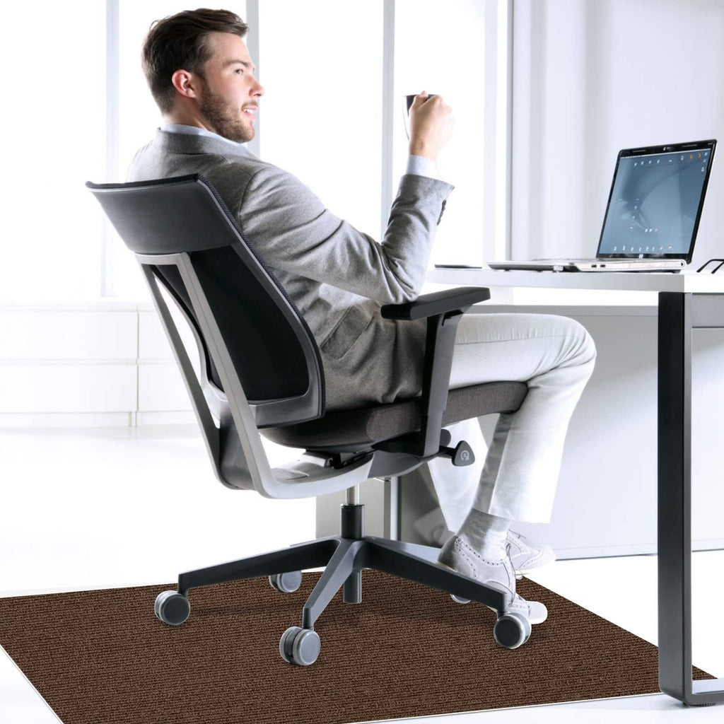 Sycoodeal Office Chair Mat for Hardwood Floor,Office Computer Gaming Chair Mat for Tile Floor,Large Floor Protector Rug,Anti-Slip,Easy to Clean,Coffee(48"x36")