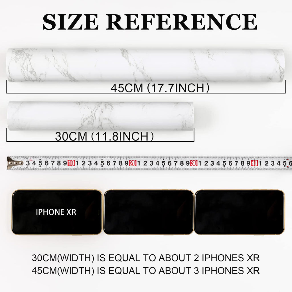 Glossy Marble Contact Paper Granite White/Grey Kitchen Countertop Cabinets Furniture Refurbishment Wall Paper Thick Removable Wallpaper Peel and Stick Wall Decor Vinyl Wrap 11.8"x78.7"